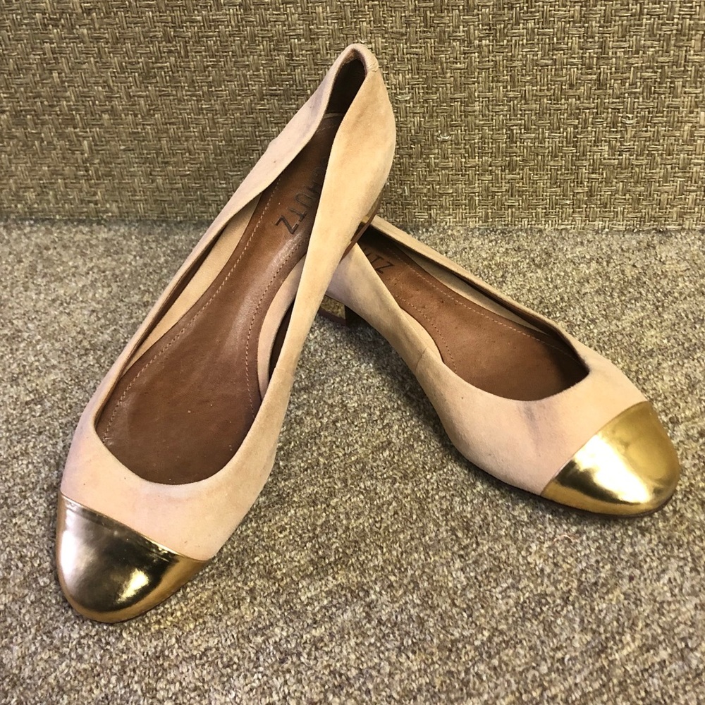 SCHUTZ suede ballerinas with gold toe cap